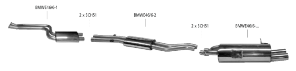 BASTUCK Komplettanlage für BMW E46 320I / 325I / 330I LIMO. KOMBI, COUPÉ, CABRIO / 6 ZYL.